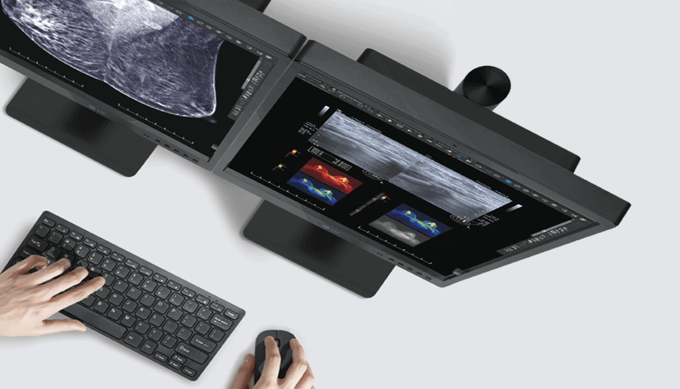 Medical Display Monitor being used by a radiologist in bird eye view